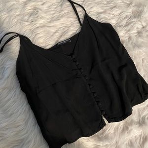 Black button down crop top